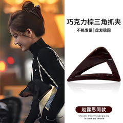 奇阅跨境大号三角发夹高级感果冻色抓夹女夹子简约后脑勺盘发发卡