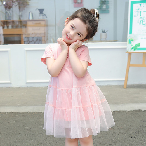 Baby dress summer clothing wholesale 2024 children's clothing new Korean style girls princess dress short-sleeved gauze dress one piece drop shipping