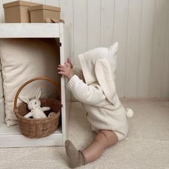 24 spring new Korean style baby clothes ins style rabbit shape children's jumpsuit baby knitted sweater