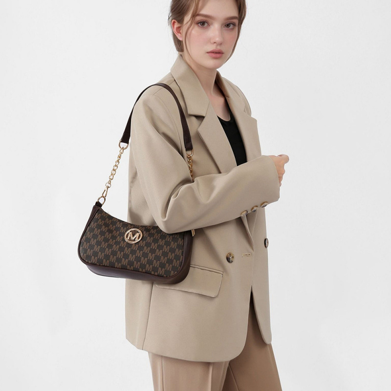 Europa y América letras retro impresión bolso de brazo personalidad M bolso de hombro de moda cadena bolso portátil