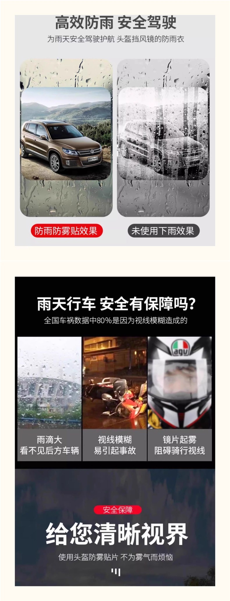 Motorcycle Helmet Rainproof and Anti-Fog Film, Winter Rain Riding Artifact Helmet Spray, Helmet Autumn and Winter Anti-Fog Lens
