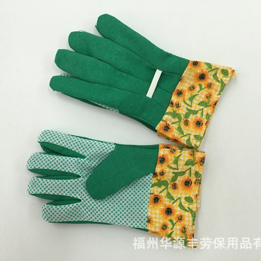 印花PVC点珠平口花园手套