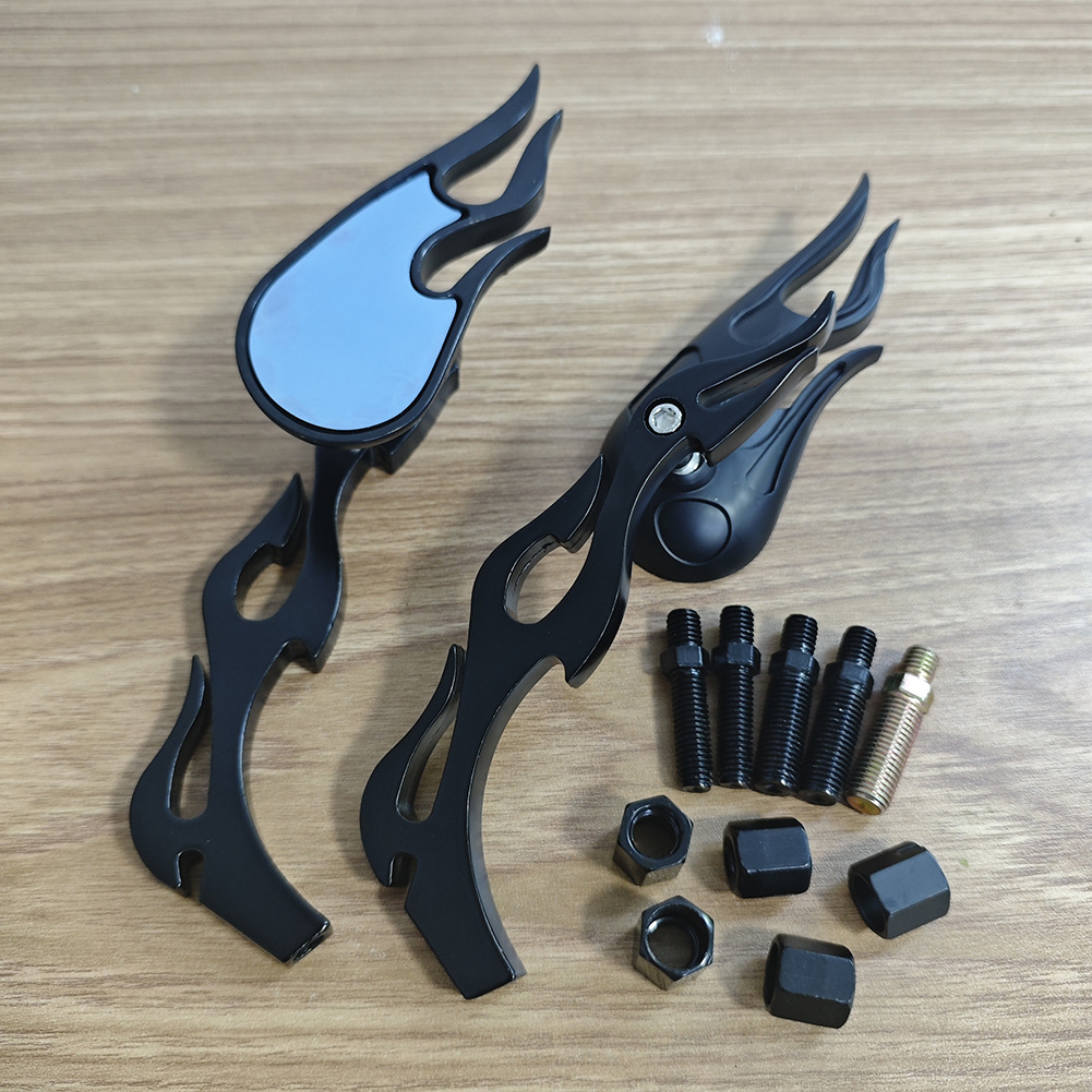 Universal model suitable for Harley Davidson Prince motorcycles, electric vehicle modified personalized flame retro rearview mirror