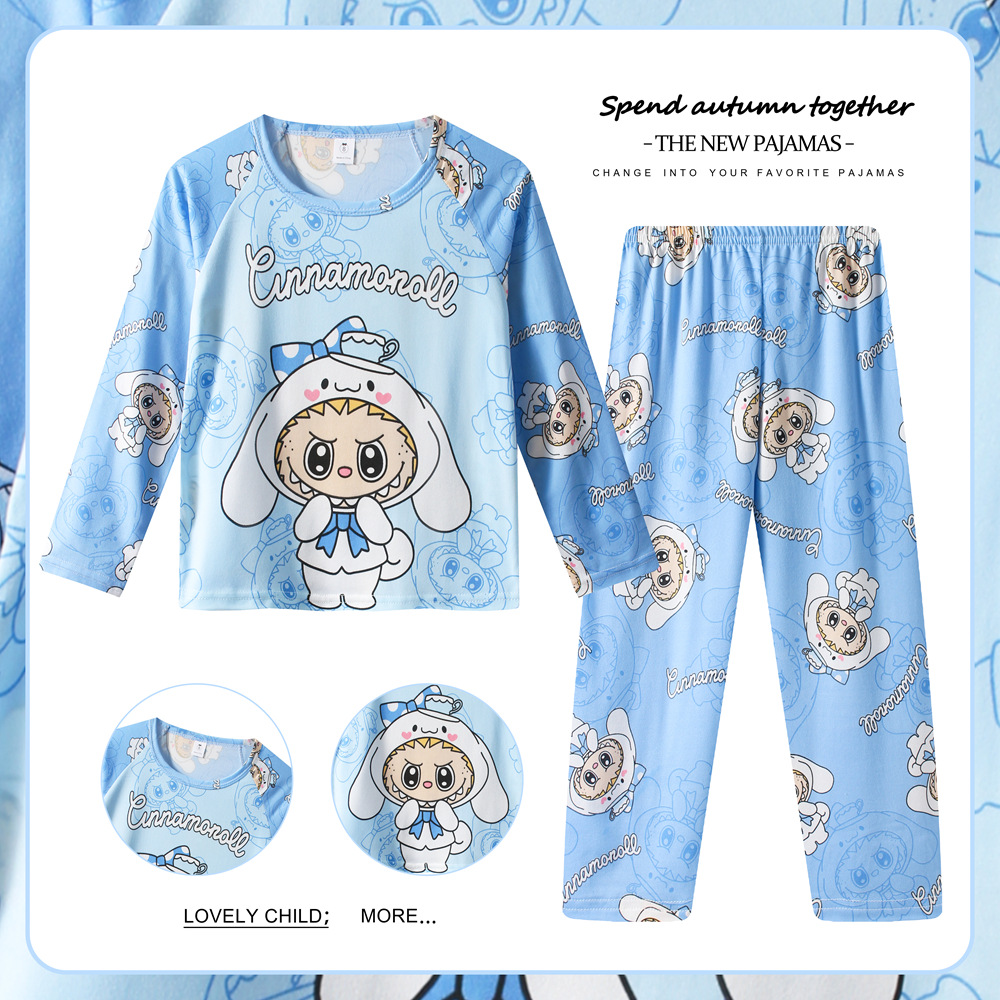 Pijamas de las niñas del sudeste de Asia Primavera y Otoño de manga larga traje de los niños de dibujos animados Linda niña bebé desgaste del hogar otoño desgaste exterior