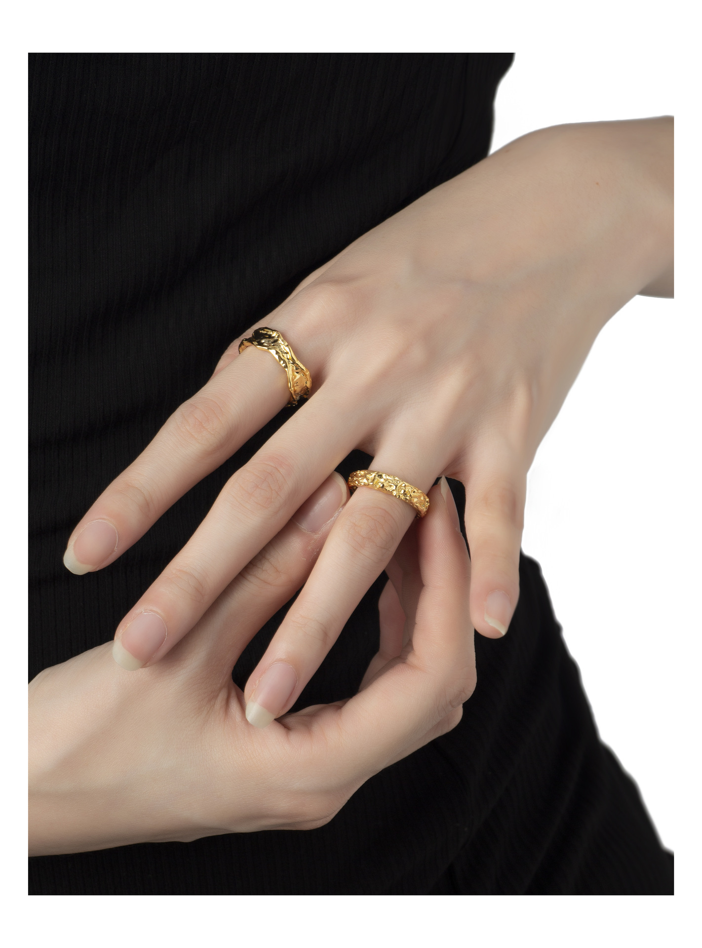 INS Style Geometric Copper Plating Rings 1 Piece