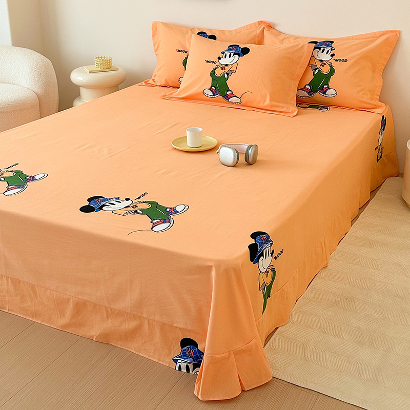 Todo el algodón grueso molienda Mickey otoño invierno impresión de cuatro piezas de dibujos animados para niños sábanas de algodón cubierta de tres piezas