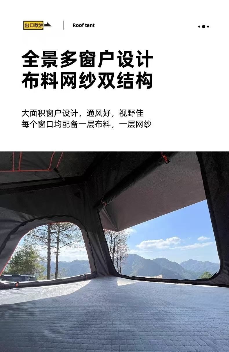 Aluminum alloy roof tent, triangular fully automatic folding tent for self-driving tours, car-mounted outdoor camping rainproof tent