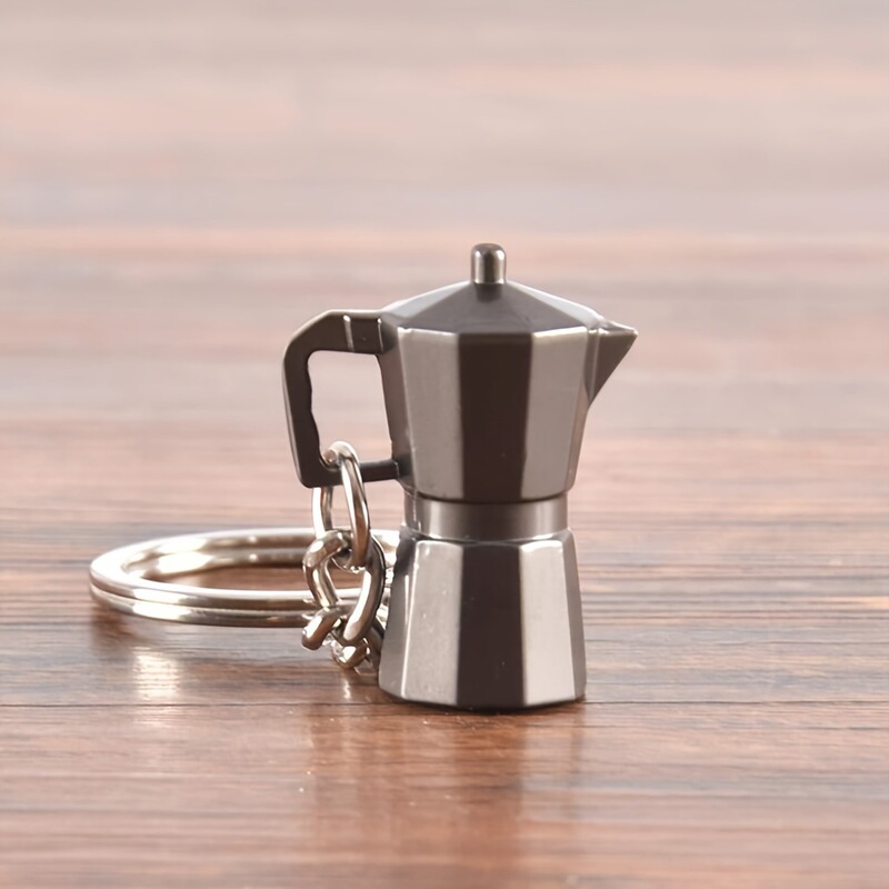 Mini Hand-Brewed Coffee Keychain Household European Keychain Creative Coffee Pot Gift Key Pendant Moka Pot
