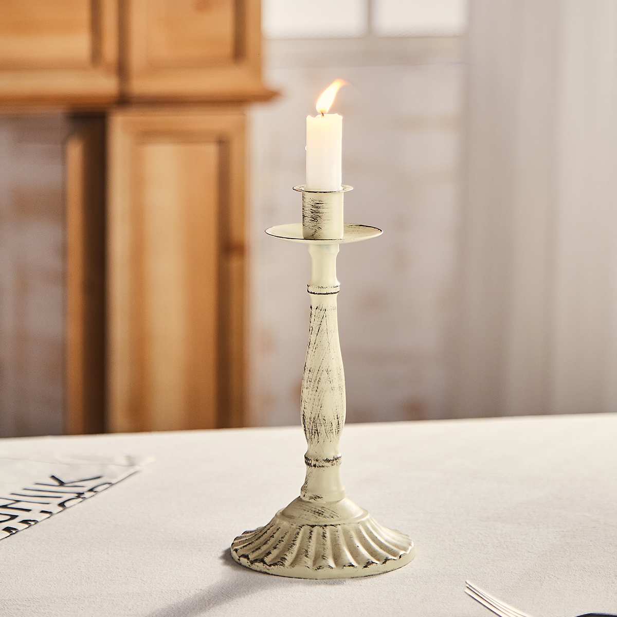 Decoración de candelabro de hierro forjado retro francés, banquete de cumpleaños, mesa de boda, cena romántica a la luz de las velas, accesorios de disparo