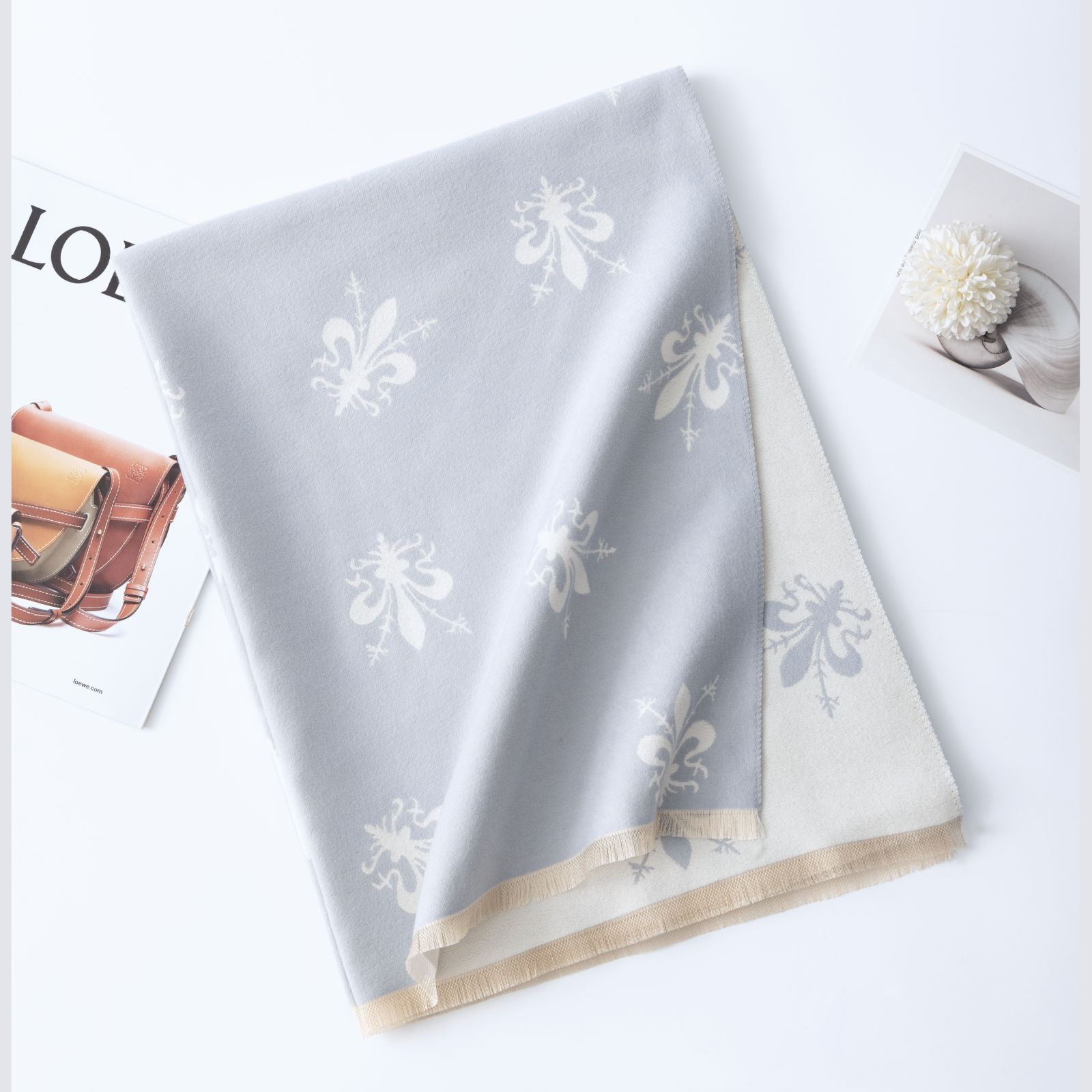 Florencia iris imita bufandas de cachemira alta sensación espesa cuello versátil calentamiento invierno atmósfera sensación chal