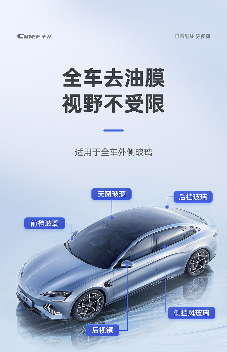 Chief/Car Servant Oil Film Cleaner Front Windshield Cleaning Remove Rear View Mirror Foam Degreating Gum Window