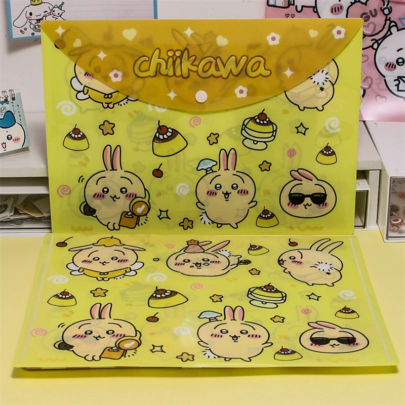 Карман для файлов формата A4 Color Chiikawa Jiyi, сумка для классификации, учебник, спецодежда, бумага для тестов, хранение, застёжка, папка складывающаяся