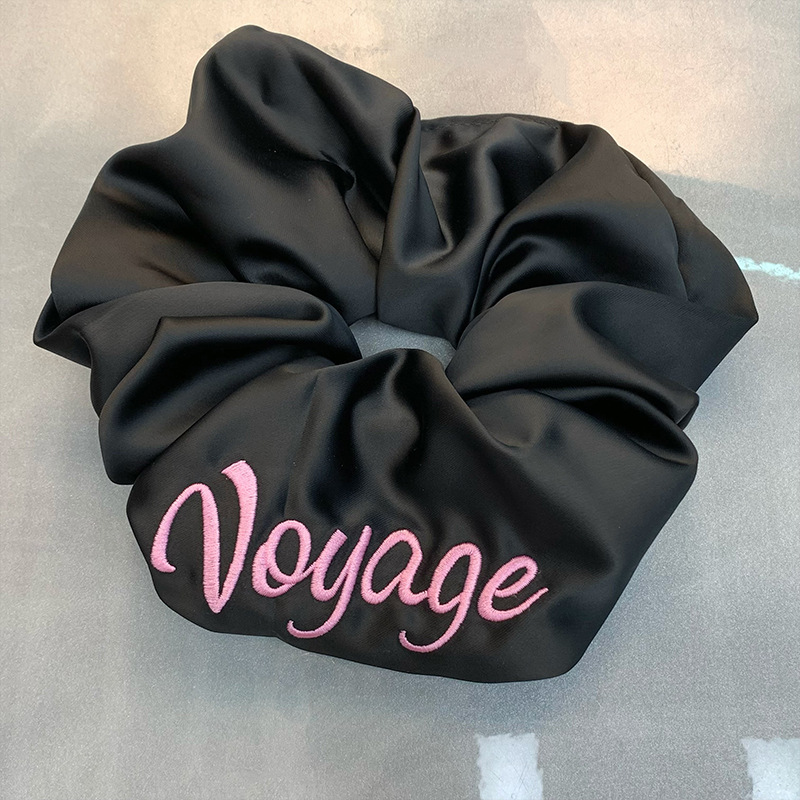 Insfeng letras bordadas de estilo nicho diseño de cabello de colon grande anillo de cabello de cola de caballo tocado