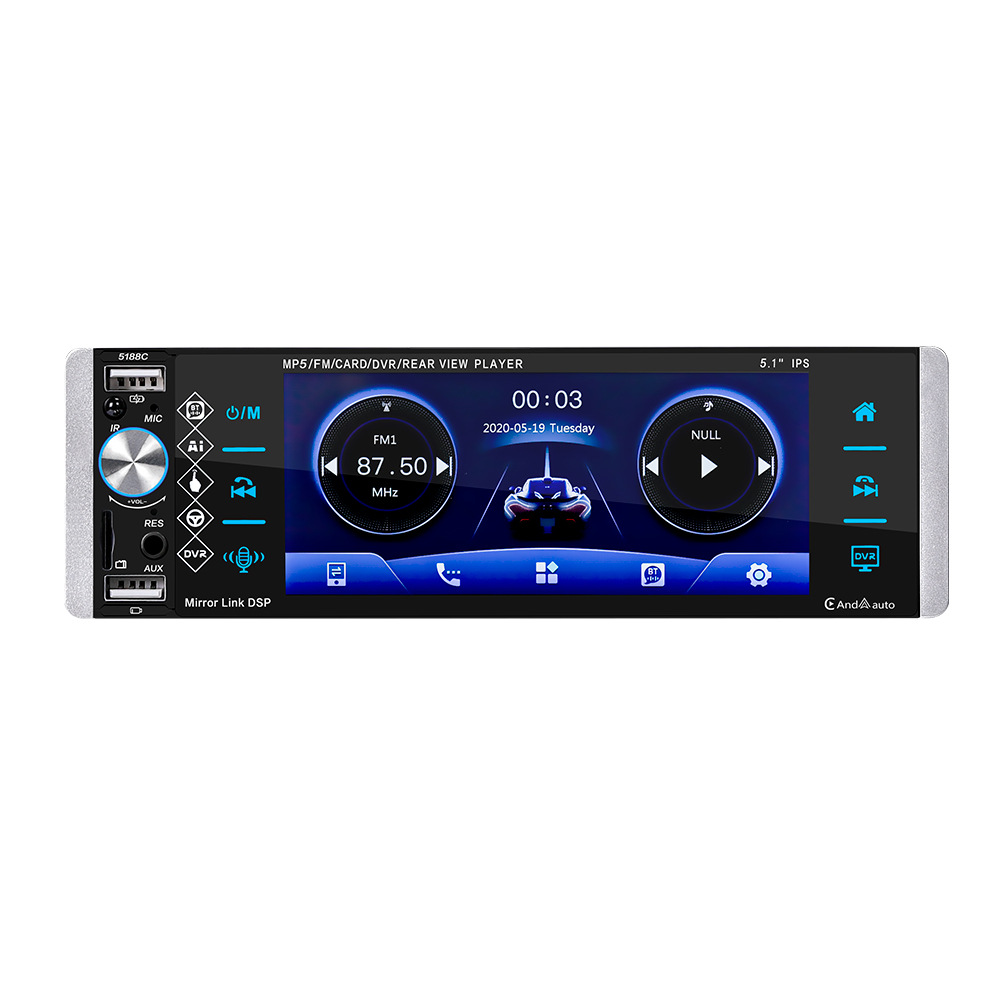 Carplay Internet5.1-inch Voice-activated Car MP5 Player Bluetooth Hands-free USBFast Charging5188 C