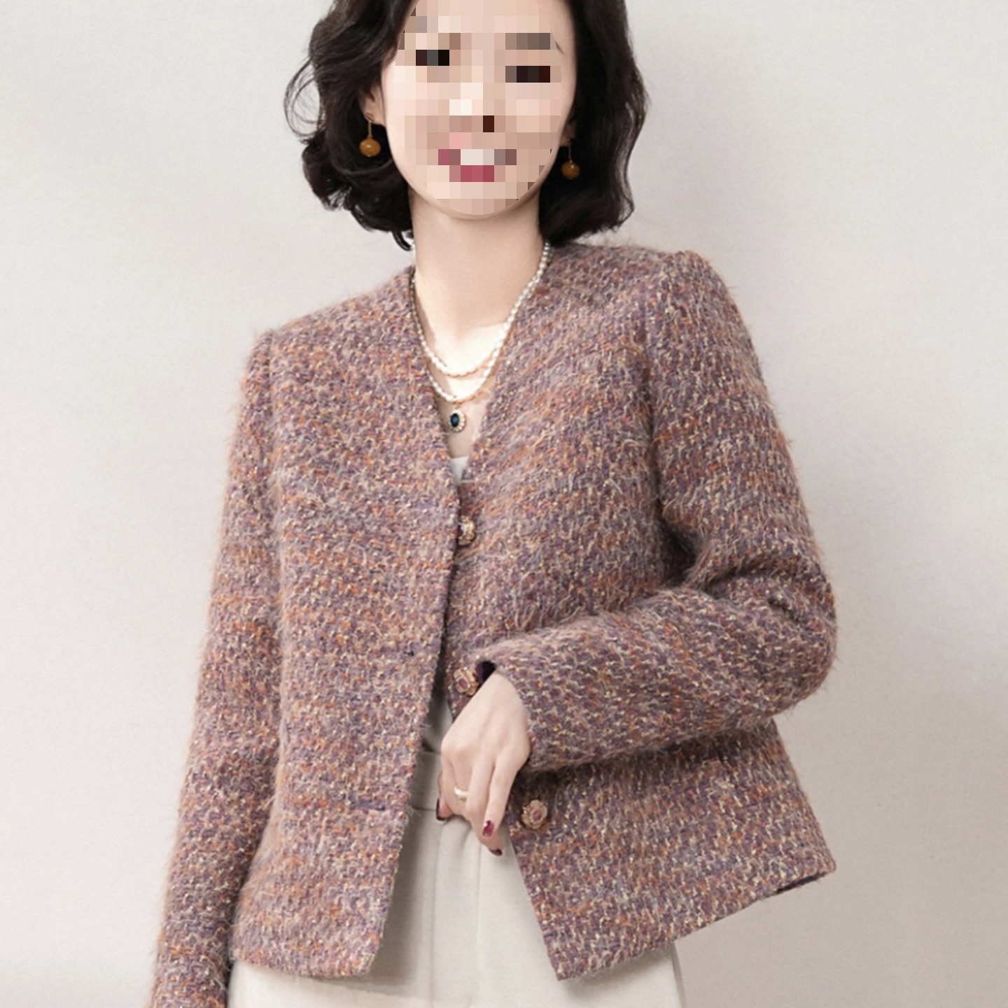 Trendy Autumn Outfit Tweed Short Jacket for Women 2025 New Autumn High-End Top Spring Autumn Cardigan