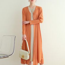 专柜品质2025秋春新款三宅高端褶皱百搭休闲大码宽松长袖风衣外套