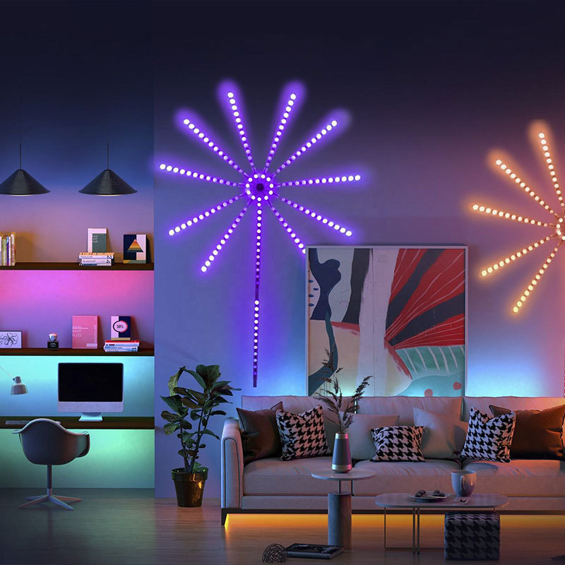 5V Colorful Fireworks Lights Led Decorative Lights Rgb Atmosphere Lights with Bluetooth Music Rhythm App Control Ce Certification