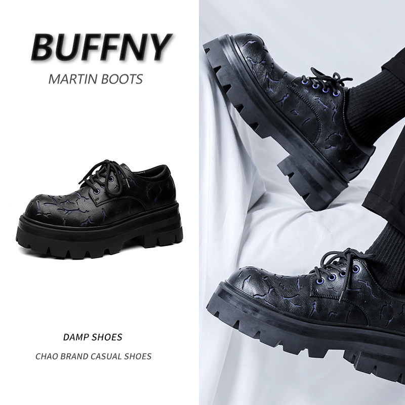 韩版厚底增高男款百搭帅气皮鞋男2023秋冬新款青年学生黑色小皮鞋