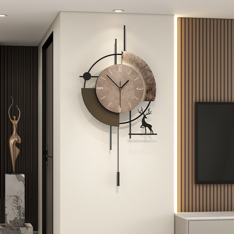 Light Luxury Wall Clock Living Room High-End Modern Creative Silent Clock Punch-Free Decorative Clock Wall Hanging Cross-Border Wholesale