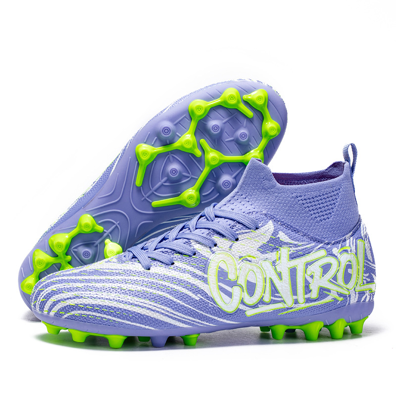 Tenis de Fútbol de Cuello Alto TF con Tacos de Goma de TPU y Cuero Sintético Ligero para Césped Sintético y Natural