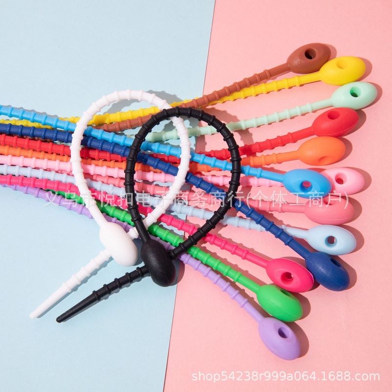 Color silicone cable tie key chain DIY clothing bag jewelry key chain lanyard data cable storage winder