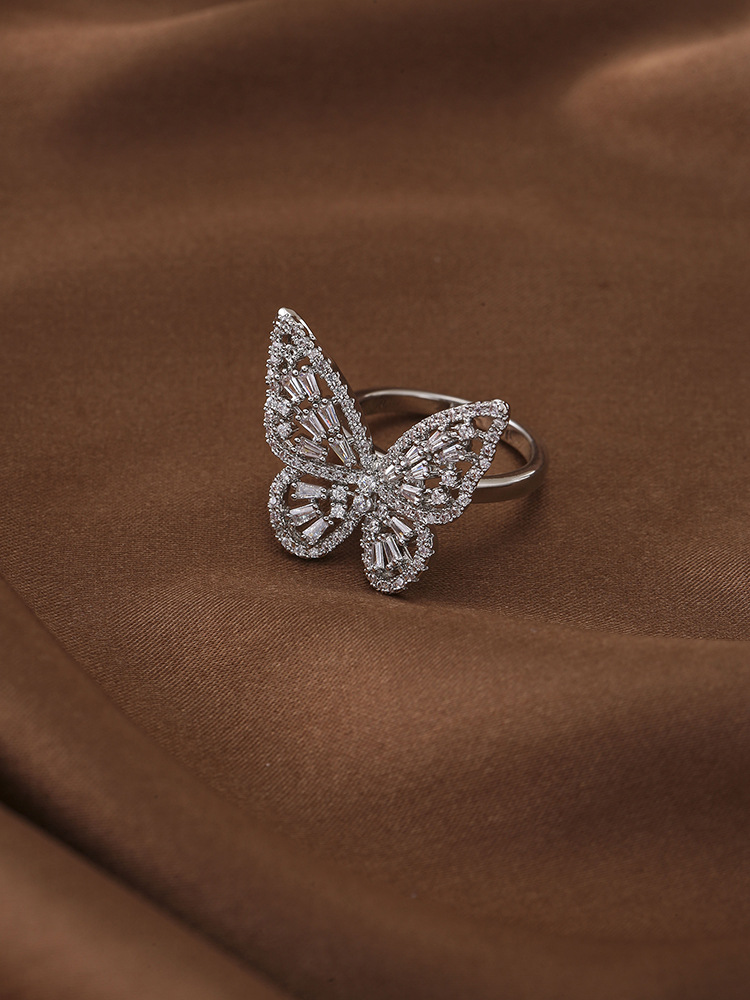 Copper Elegant Lady Classic Style Plating Butterfly Open Rings display picture 2