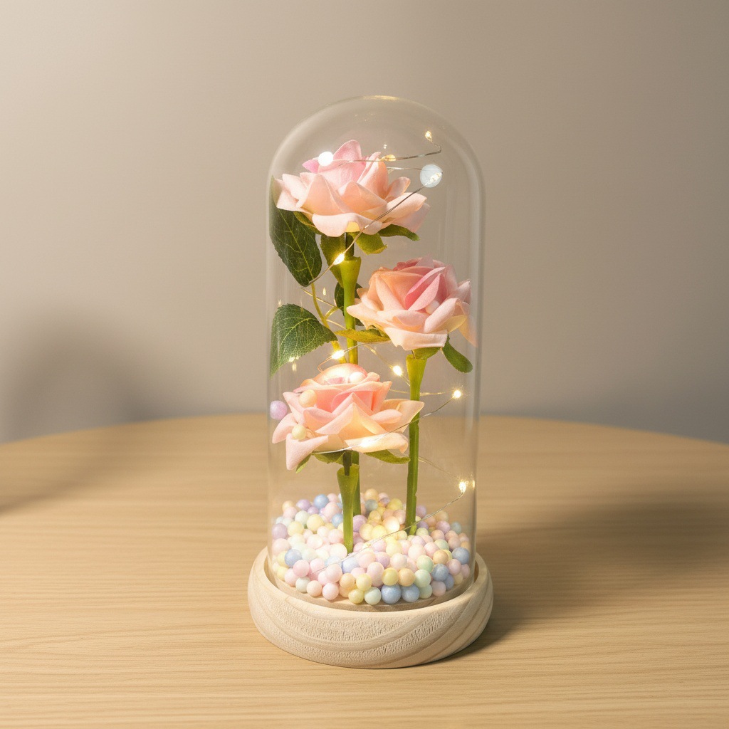 Flor rosa + tronco + bola de espuma