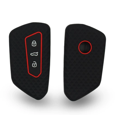 2021 car key cover for golf 8 remote control package Volkswagen eight generation new silicone key cover (Static Rod/Key Bag) - black