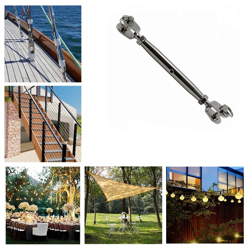 304不锈钢 封闭花篮螺丝钩 拉紧器 钢丝链条收紧器闭体花兰钩 M5