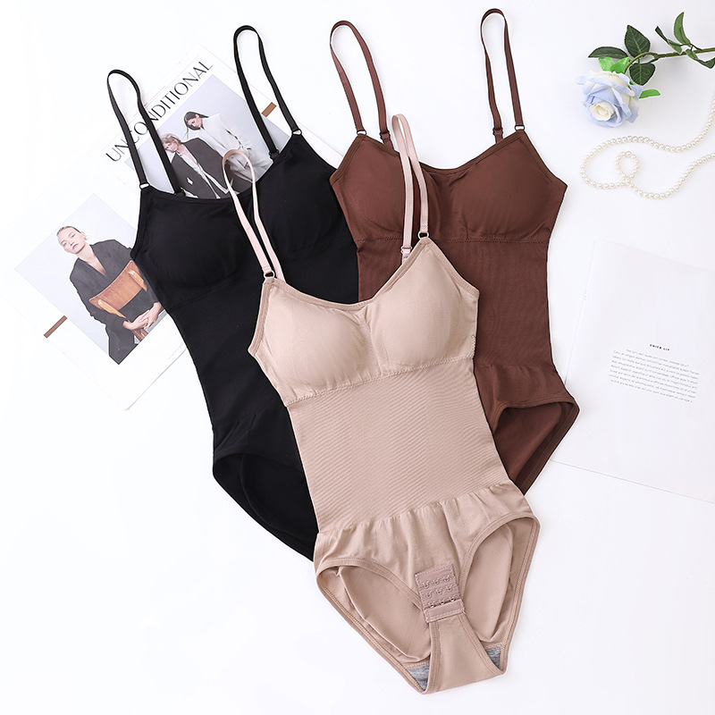 [with chest pad] conjoined body-shaping garment belly-tuck elastic hip-lifting corset tight sling slimming tight