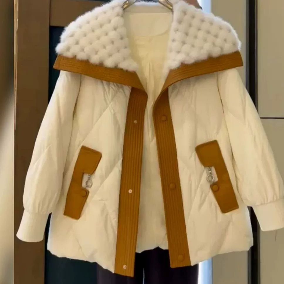Зимний пуховик, корейский стиль, стиль Chanel, оверсайз, увеличенная толщина