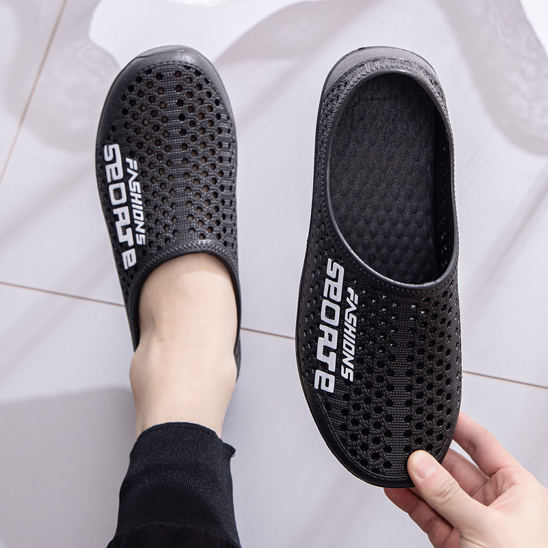 Work shoes men's summer hole shoes Korean sandals students thick-soled non-slip travel breathable casual beach shoes wholesale