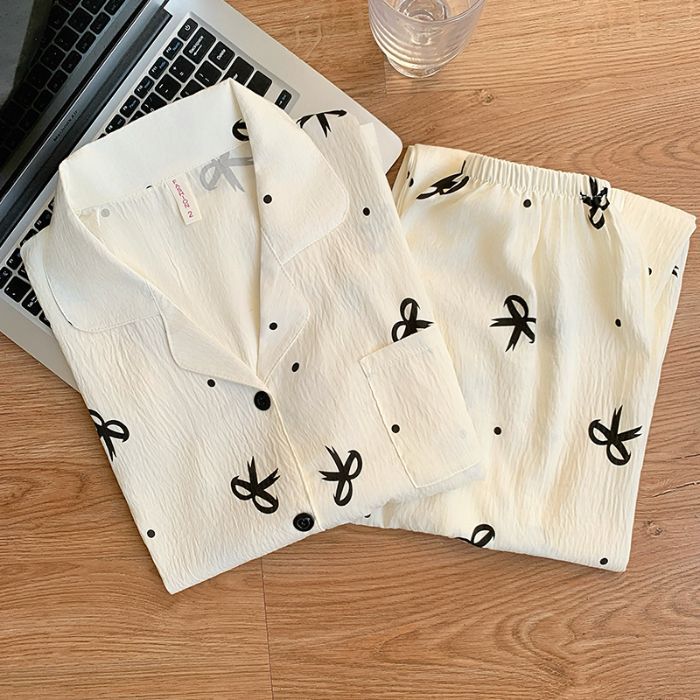 Venta al por mayor transfronteriza de algodón de nube de otoño nuevo estilo pantalones de manga larga cardigan pijamas mujeres lindo y dulce traje de servicio a domicilio de dibujos animados