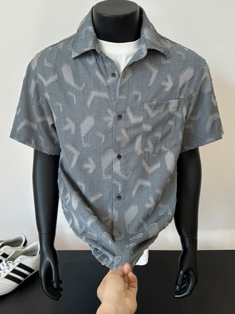 Oversized American Style Short Sleeve Shirt For Men Summer Fashion_voghion.com
