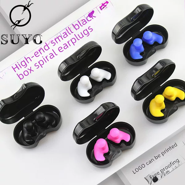 Swimming earplugs silicone spiral earplugs boxed adult children waterproof earplugs nose clip set manufacturers spot wholesale