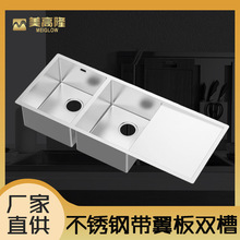 304不锈钢水槽双槽厨房洗碗盆家用洗菜手工纳米双盆批发洗碗池
