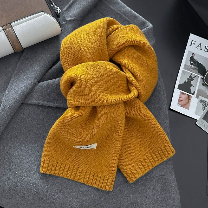 Red small knitted warm scarf, with neck protection