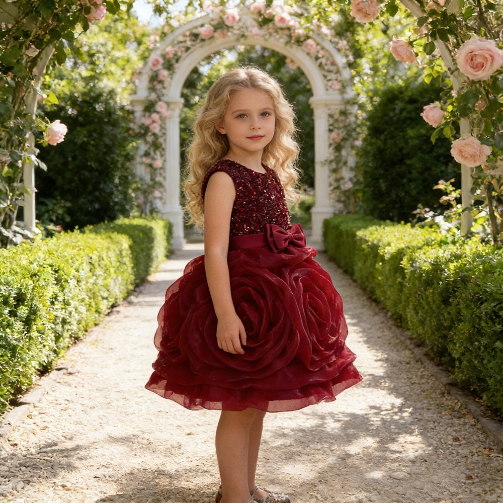 Europa y los Estados Unidos 2026 nuevo vestido de niñas vestido de princesa sin mangas esquinilla flor vestido vestido de niñas vestido
