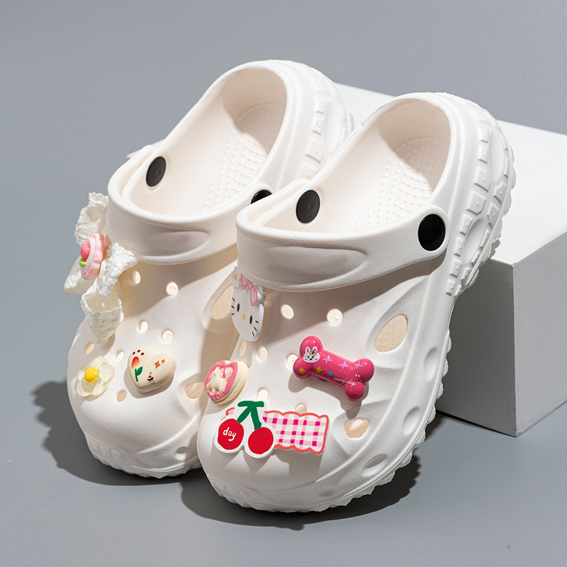 Children's Slippers Girls Summer Outdoor Non-Slip Cartoon Kt Cat Hole Shoes Girls Bathing Beach Shoes Baby Slippers