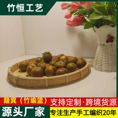 手提篮子竹编织手提竹篮小竹篮竹编水果提篮采茶小篮子竹篓盘