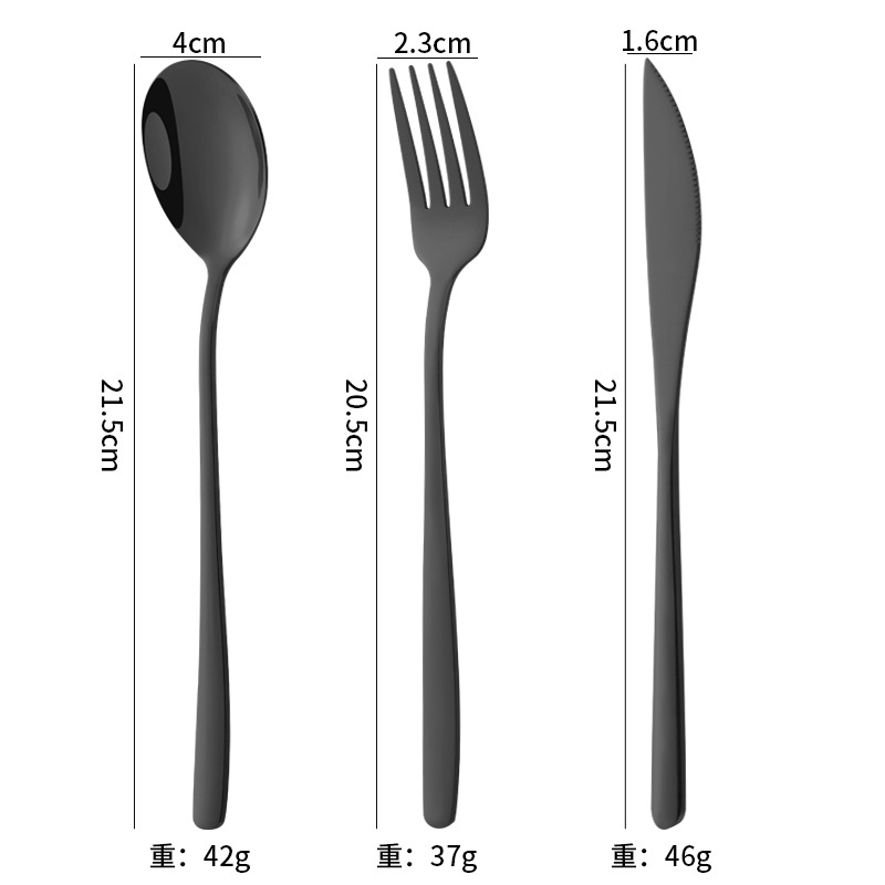 Cuchillo de acero inoxidable, tenedor y cuchara de postre coreano café mango largo revolviendo cuchara hogar comiendo cuchara vajilla de acero inoxidable