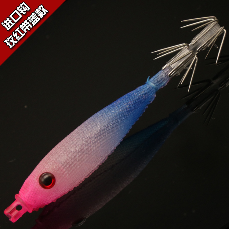 Exportación japonés calamar aguja imitación cebo envoltura de tela caucho suave madera Camarón pequeño colgante cubo calamar gancho pesca cebo orden