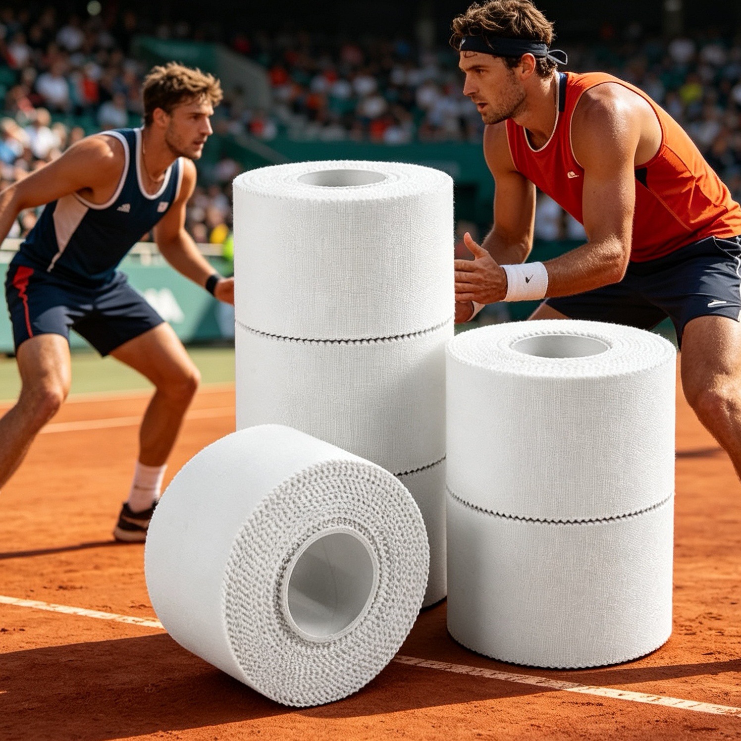 Manufacturer's wrist and ankle protectors, white protective cotton fixation tape, serrated edge cotton sports tape, white adhesive tape