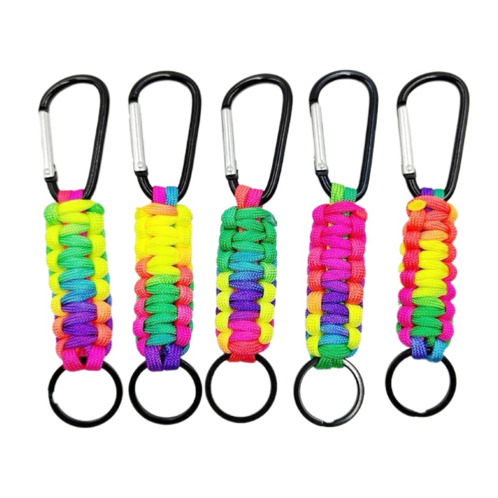 Outdoor Umbrella Rope Mountaineering Key Chain Colorful Quick Hanging Mountaineering Buckle Seven-core Umbrella Rope Woven Keychain Ring Hook Pendant