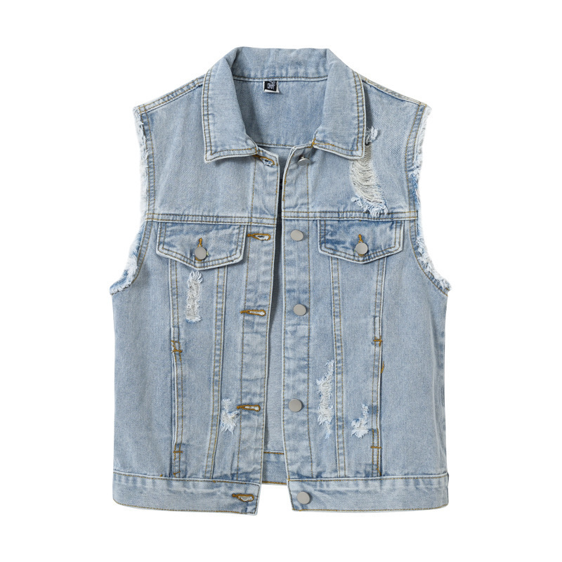 Denim Vest for Women, Spring, Summer, and Autumn, Light Blue, Korean Style, Plus Size, Export Casual Vest, Trendy Versatile Sleeveless Jacket Denim Vest for Women, Spring, Summer, and Autumn, Light Blue, Korean Style, Plus Size, Export Casual Vest, Trendy Versatile Sleeveless Jacket