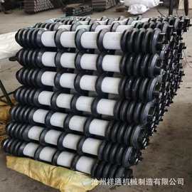 皮带机梳型清扫托辊 V型梳形清扫回程上下调心辊 橡胶梳型托辊