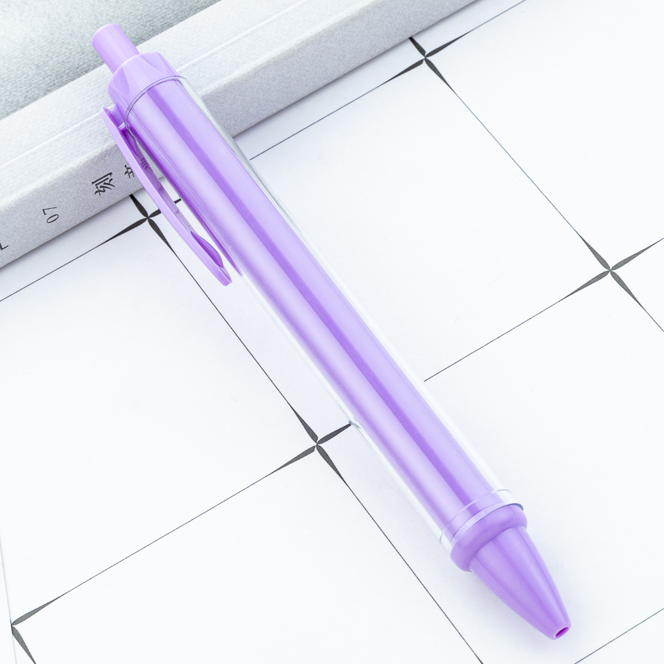 Bolígrafo de plástico transparente de papel vacío insertable diy cartón de dibujos animados bolígrafo de regalo publicitario personalizado