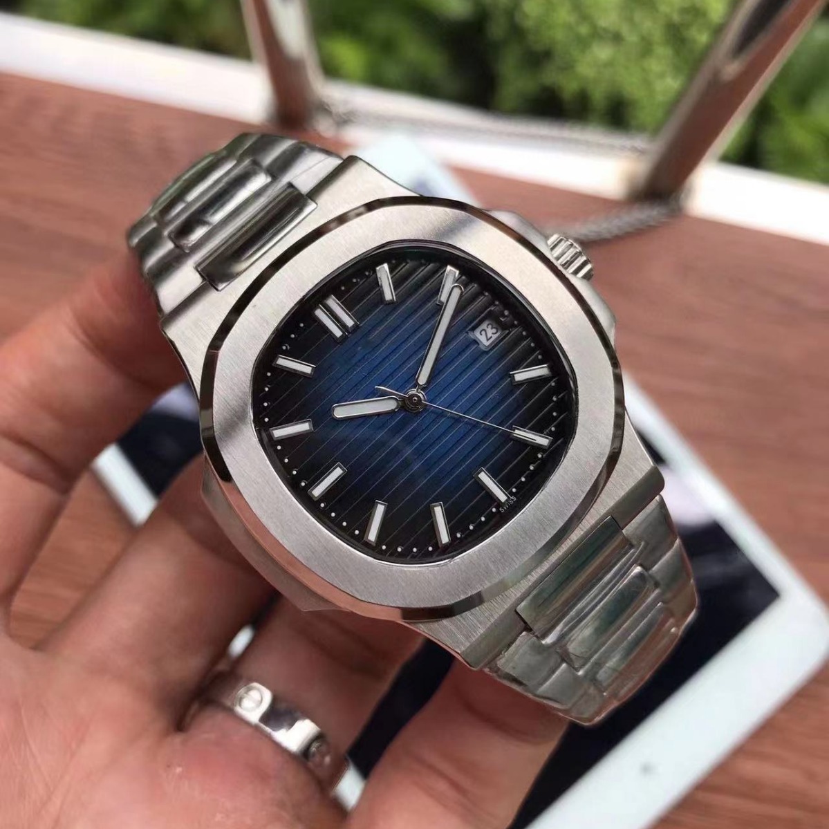 Cross-Border Foreign Trade Grenade Nautilus Fully Automatic Mechanical Watch Men's Luminous Business Steel Band Watch Watch Wholesale