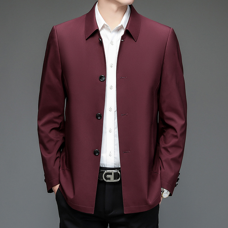 Primavera y otoño chaqueta de hombre con sola solapa de otoño hebilla media y larga chaqueta de hombre casual guapo chaqueta de hombre británico
