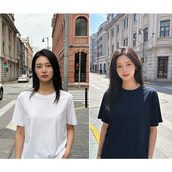 2026 Spring New Women's Clothing Round Neck Back Seam Versatile Slimming Short Sleeve T-Shirt Two Colors